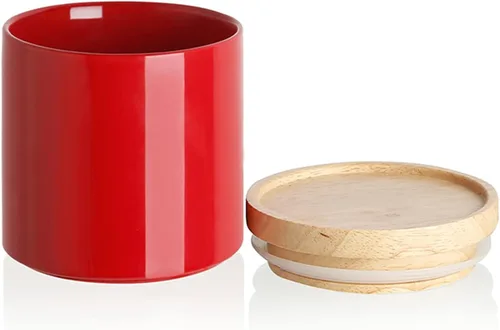 Miniatura 34 de Sweejar Kitchen Canisters - Tarro de cerámica para almacenamiento de alimentos, recipientes apilables con sello hermético y tapa de madera