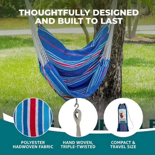 Miniatura 4 de Bliss Hammocks BHC-412FR - Silla hamaca con flecos de cuerda de isla de 40 pulgadas con herrrajes para colgar y barra separadora, para usar al aire
