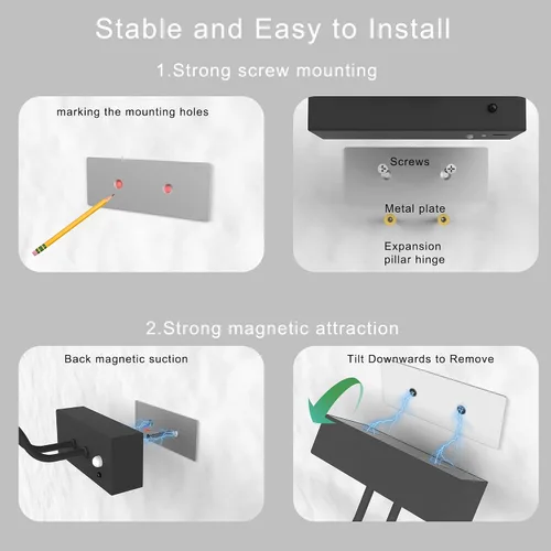 Miniatura 7 de PAIHOME Luces para fotos en la pared, luz magnética recargable con sensor de movimiento inteligente, control remoto regulable y temporizador