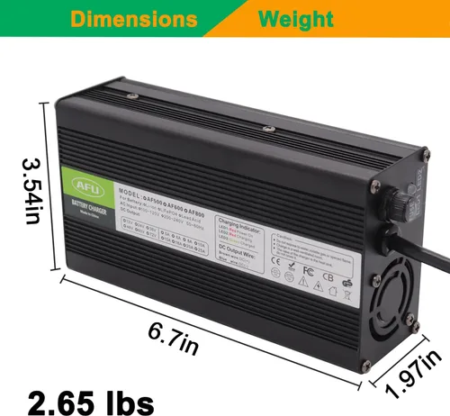 Miniatura 2 de 72V 5A Cargador 82.8V Cargador de batería de plomo ácido para 72V Batería de plomo ácido con ventilador de refrigeración (enchufe CC C13 N+L)