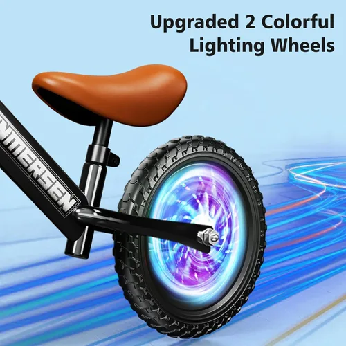 Miniatura 2 de Bicicleta de Equilibrio con Luces de Color 12 Pulgadas sin Pedal para Niños, Edad de 24 Meses a 5 Años, Bicicleta de Equilibrio Ligera y Estable