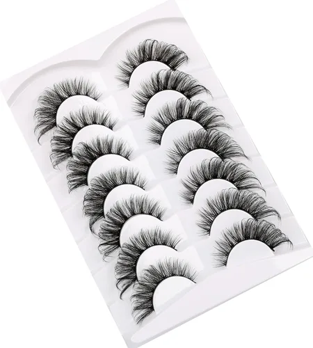 Miniatura 121 de Pooplunch - Pestañas postizas finas de visón sintético, estilo ojo de gato, naturales, cruzadas, tipo racimo, efecto 8D de volumen, tiras
