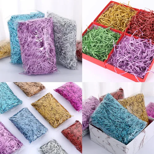 Miniatura 3 de JINZOFLY Hierba de rafia con purpurina, 1.76 oz de rafia de PP brillante triturada para cestas de regalo, caja de regalo, confeti, papel de rafia