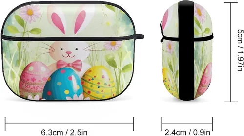 Miniatura 2 de Spring Happy Easter Holiday Headphone Cover for AirPods Pro 2nd 1st Generation Case Cover with Keychain, Shockproof Hard Shell Protective Case for