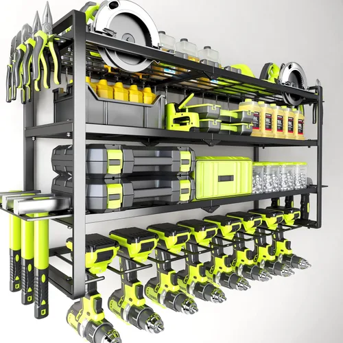 Gran Organizador de Herramientas Eléctricas de Pared, Organizador de Almacenamiento de Garaje para Herramientas Inalámbricas con Soporte para