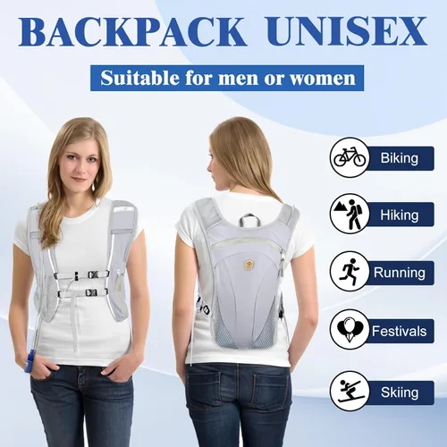 Miniatura 7 de Mochila de hidratación con bolsa de agua de 2 L, chaleco ligero y transpirable para correr, correas ajustables para el pecho, paquete de agua