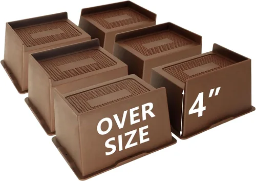 Miniatura 27 de Elevadores de cama de 4 pulgadas, resistentes, elevadores de muebles de gran tamaño, paquete de 4 elevadores de cama extra anchos para mesa, sofá