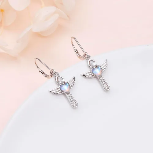 Miniatura 27 de Aretes colgantes de filigrana de plata de ley 925, margarita, loto, flor de rosa, piedra lunar, lágrima para mujer, nudo celta infinito, margarita