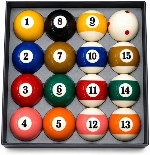 HMQQ Billiard Balls Set 2-1/4" Regulation Size Pool Table Balls for Replacement (16 Resin Balls)