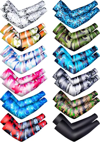 Miniatura 9 de 12 pares de mangas de brazo deportivos para niños, mangas de brazo para baloncesto y béisbol, con protección UV, protección solar, refrigeración