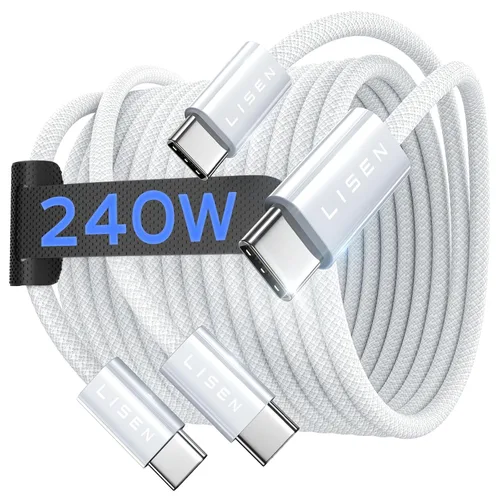 Miniatura 19 de LISEN Cable USB C a USB C, cable C a C de 240 W de carga rápida [1.6 pies, paquete de 2] cargador tipo C de carga rápida USBC a USBC cable para Negro
