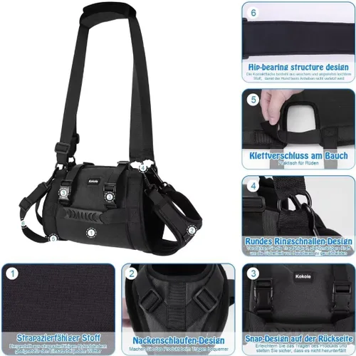 Miniatura 3 de Arnés de elevación para perros, mochila de emergencia para soporte de patas y rehabilitación para perros grandes, lesiones en las articulaciones