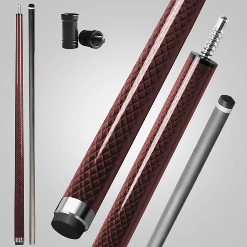 Miniatura 11 de Taco de piscina de fibra de carbono, eje de fibra de carbono premium, palos de billar Pro Taper con punta multicapa, agarre sin envoltura, junta