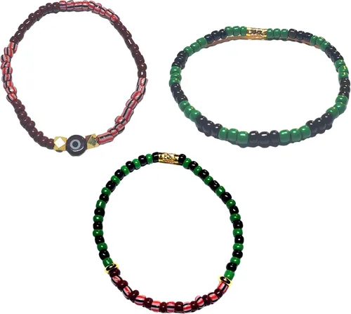 Miniatura 15 de Juego de 3 pulseras de cuerda elástica de santería de ojo malvado hechas a mano Obatala Oshun Yemaya Orula Elegua Oya Ogun Ochosi Shango Babalu Aye