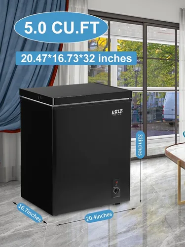 Miniatura 3 de KRIB BLING - Congelador de cofre de 5.0 pies cúbicos con control de temperatura de 7 marchas (-16°F a -48°F), congelador compacto profundo con cesta