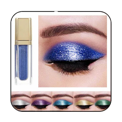Miniatura 8 de Kilshye Sombra de ojos líquida con purpurina, sombras de ojos metálicas, sombra de ojos de alto pigmento, sombra de ojos impermeable de larga C