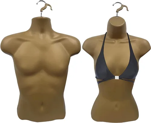 Miniatura 11 de Maniquí negro para hombre y mujer, cuerpo de espalda hueca, apilable, con ganchos para colgar, para exhibición de camisetas, encimera, espectáculos