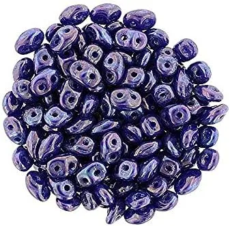 Miniatura 22 de Matubo Superduo - Cuentas de vidrio prensado checo con 2 agujeros, 0.098 x 0.197 in, tiza metálica de amatista brillante