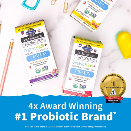 Miniatura 6 de Garden of Life Probióticos para hombres Formulados por Dr. 50 mil millones de UFC, 15 probióticos y probióticos formulados por el Dr. Organic Kids+