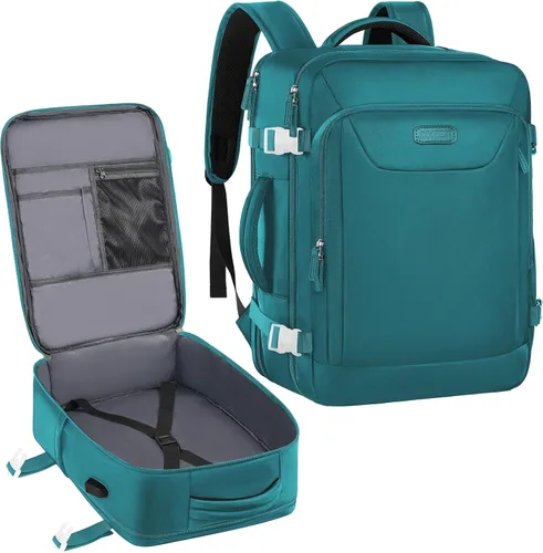 Miniatura 8 de Mochila de viaje aprobada por vuelos, mochila de viaje antirrobo de 15.6 pulgadas, mochila ligera para el fin de semana universitario, bolsa de Negro