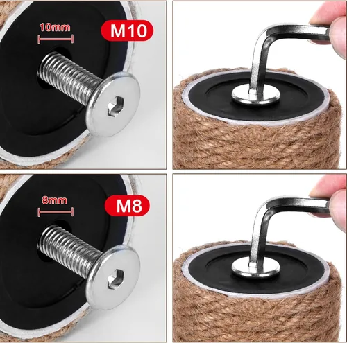 Miniatura 4 de Tornillos M10 y M8 de repuesto para postes rascadores Cat con llave Allen, 4 pernos roscados y 4 tornillos