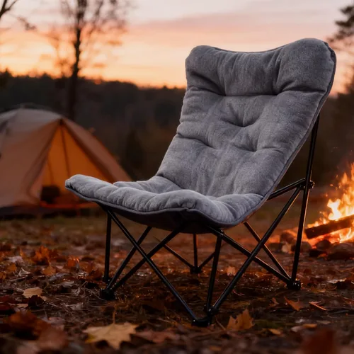 Miniatura 2 de Silla de camping acolchada de gran tamaño con respaldo alto, silla plegable y cómoda, silla de mariposa para adultos, césped, patio al aire libre