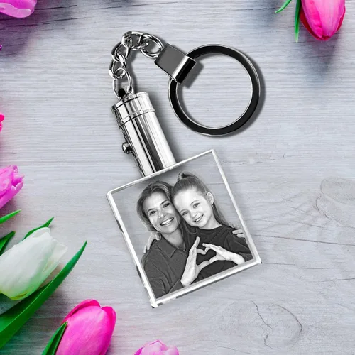 Miniatura 5 de ArtPix 3D Llavero de fotos de cristal rectangular, regalo de Navidad personalizado para mamá, papá