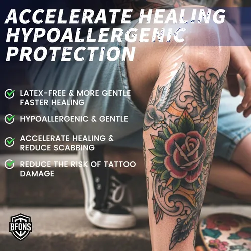 Miniatura 5 de BFONS Vendajes impermeables para cuidado posterior del tatuaje, 2 pulgadas x 16 yardas, cinta para cubrir tatuajes, suministros de tatuaje, vendaje