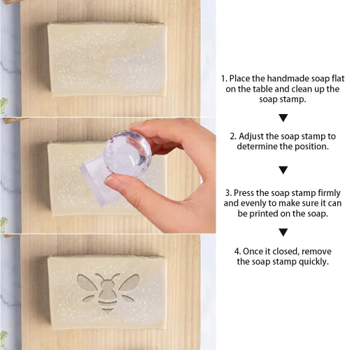 Miniatura 5 de PandaHall - Sello de jabón hecho a mano, estampado de abejas de 1.3 pulgadas, cuadrado natural para insectos con asa para hacer manualidades