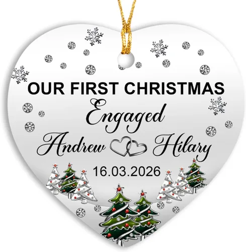 Miniatura 16 de Adornos personalizados de corazón para la primera Navidad, regalos para pareja de recién casados 2025, adorno de nuestra primera Navidad casado