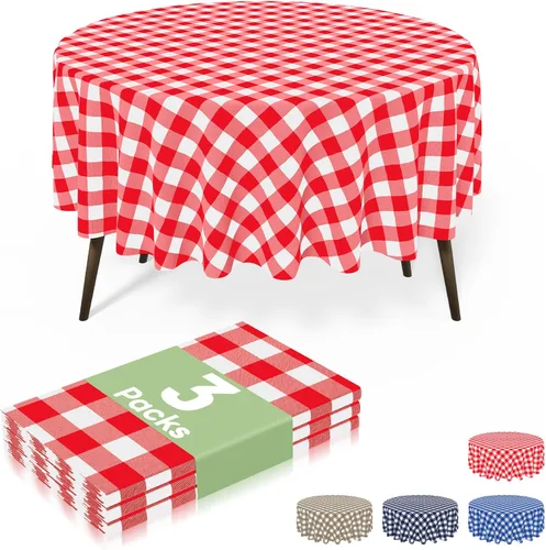 Miniatura 21 de misaya 3 paquetes de manteles desechables de búfalo, mantel de plástico impermeable de 54 x 72 pulgadas, manteles rectangulares a cuadros caqui