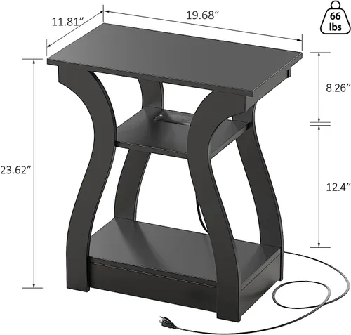 Miniatura 2 de FROMJBEST - Mesa auxiliar con estación de carga; mesa de lado con puertos USB y tomas de corriente; mesa de noche de sofá de 3 niveles para espacios
