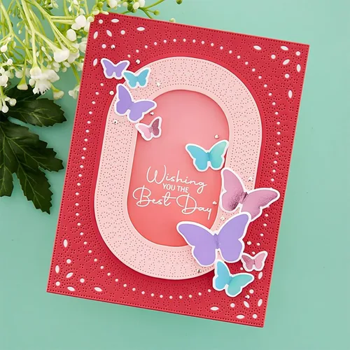 Miniatura 4 de Troqueles de metal ovalados de arco y flores para hacer tarjetas, plantillas de corte para álbumes de recortes, álbum de fotos, plantilla de 01