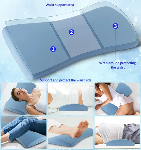 Miniatura 6 de Almohada de Soporte Lumbar para la Cama para Aliviar el Dolor de Espalda: Almohada de Espalda Baja para Dormir - Almohada de Cintura de Espuma Azul