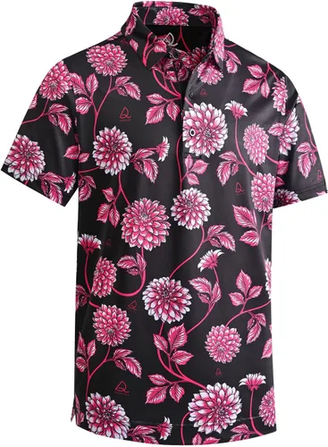 Miniatura 9 de DEOLAX Mens Golf Shirt Fashion Print Floral Polo Shirts Short Sleeve Soft Classic Casual Dry Fit Golf Shirt for Men