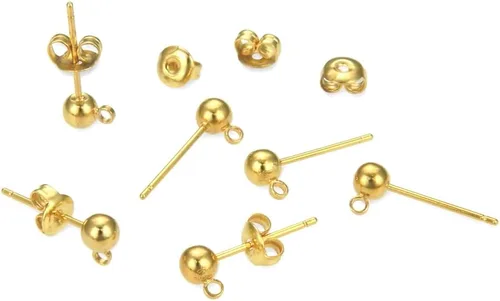 Miniatura 9 de Adabele - 40 aretes hipoalergénicos resistentes al deslustre de 0.118 pulgadas (0.118 in), 40 piezas de dorso de tuerca chapado en oro amarillo