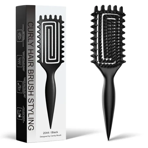 Miniatura 13 de Cepillo para definir rizos para cabello grueso y en bucles, cepillo de cerdas firmes TPEE para desenredar rizos gruesos 4A–4C, cepillo de dientes