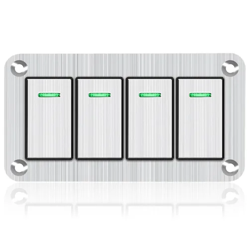 Miniatura 18 de Panel de interruptor 2 bandas de palanca de aluminio, interruptor basculante impermeable de 12V/24V para barco marino, interruptores