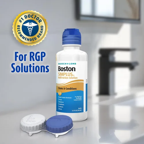 Miniatura 2 de Boston SIMPLUS Solución multiacción, limpia y acondiciona lente rígida permeable a los gases (RGP), removedor diario de proteínas, 3.5 onzas líquidas