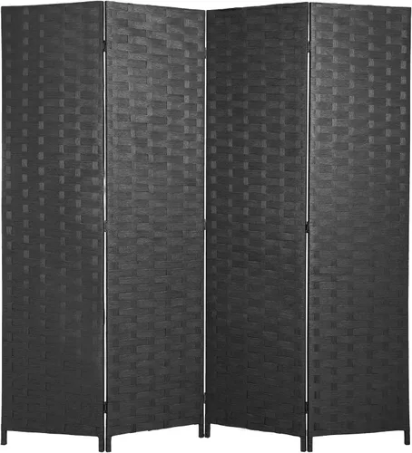 Miniatura 12 de PayLessHere Divisor de ambientes de malla de madera de 6 pies, tejido a mano, pantalla de división portátil plegable para interiores de 4 paneles