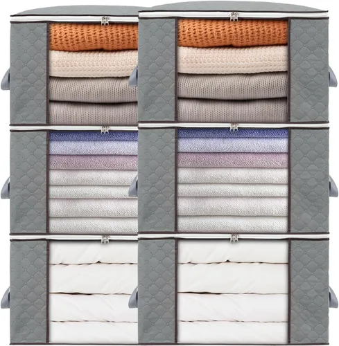 Miniatura 8 de combocube 3 bolsas de almacenamiento con cremallera para clóset King, almohada, edredón, ropa de cama, ropa, organizadores de mantas con ventana 3