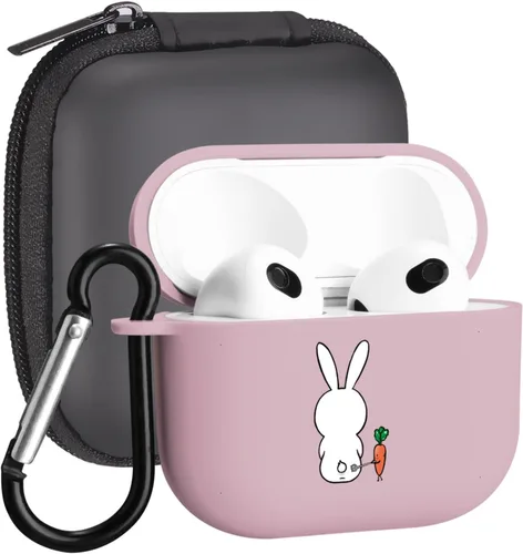 Miniatura 16 de Funda compatible con Airpods de 3ª generación, linda funda para Airpods 3, diseño de rana, protectora para mujeres y niñas con llavero para Apple