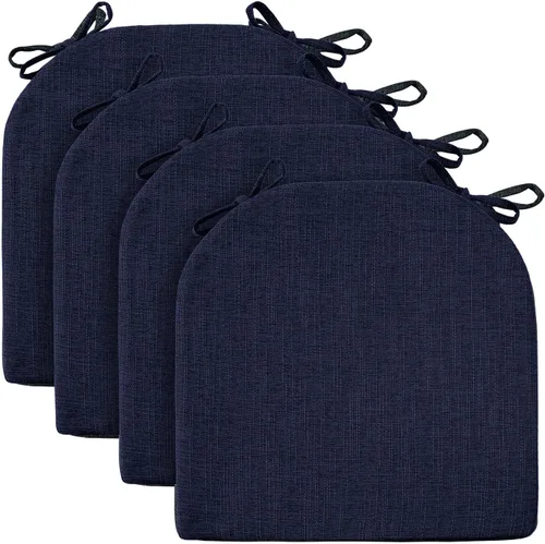 Miniatura 2 de Wellsin Cojines para sillas de comedor, 4 unidades, cojines para sillas de cocina con lazos y base antideslizante, almohadillas para sillas de Azul
