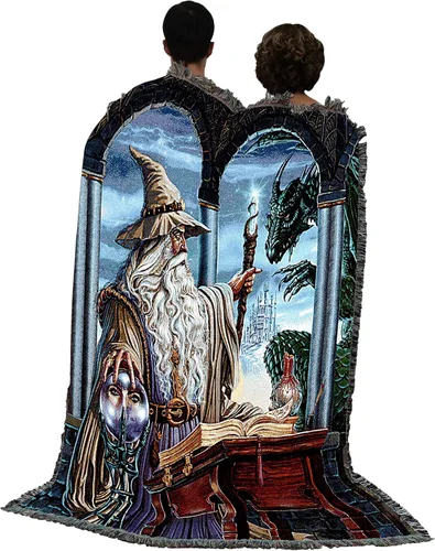 Miniatura 3 de Pure Country Weavers Ed Beard Jr - Manta de dragón de Wizard's Emissary - Manta de regalo de fantasía tejida de algodón, fabricada en los Estados
