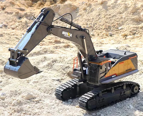 Miniatura 6 de Gemini&Genius Juguete de excavadora para niños, juguete de excavadora de pista de vehículo de construcción de metal, vehículo excavador de 1/50