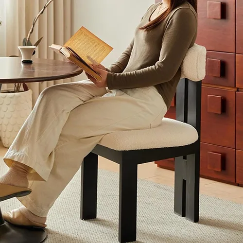 Miniatura 2 de Sillas de comedor modernas tapizadas, sillas de cocina con marco de madera maciza, silla de sala de estar, cómodo soporte de respaldo alto para sala