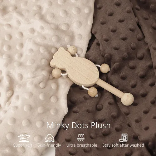 Miniatura 2 de Susurration Paquete de 2 fundas para cambiador, fundas de felpa súper suaves con lunares minky de 33 x 17 x 7 pulgadas, transpirables, para Beige