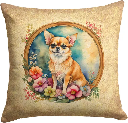 Miniatura 24 de Caroline's Treasures DAC2072PW1414 Affenpinscher and Flowers - Almohada decorativa de tela, lavable a máquina, para interiores y exteriores