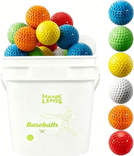 Miniatura 7 de Paquete de 24 cubos de pelotas de béisbol con hoyuelos para máquina de lanzar – Pelotas de práctica para golpear y disparar, pelotas de béisbol