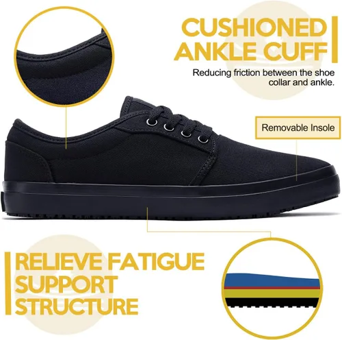 Miniatura 5 de Zapatos de trabajo antideslizantes para hombres y mujeres, unisex, color negro, casual, resistentes a las manchas y al aceite, tenis de servidor
